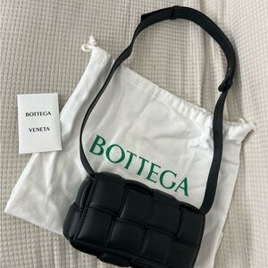 Bottega Veneta Black Crossbody Bag with Woven Texture